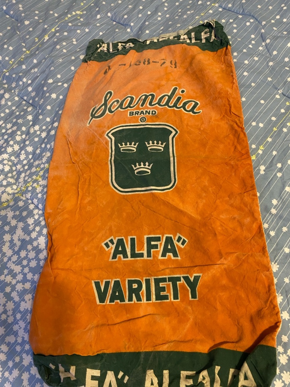 Scandia "ALFA" Variety Orange Canvas Sack, vintage